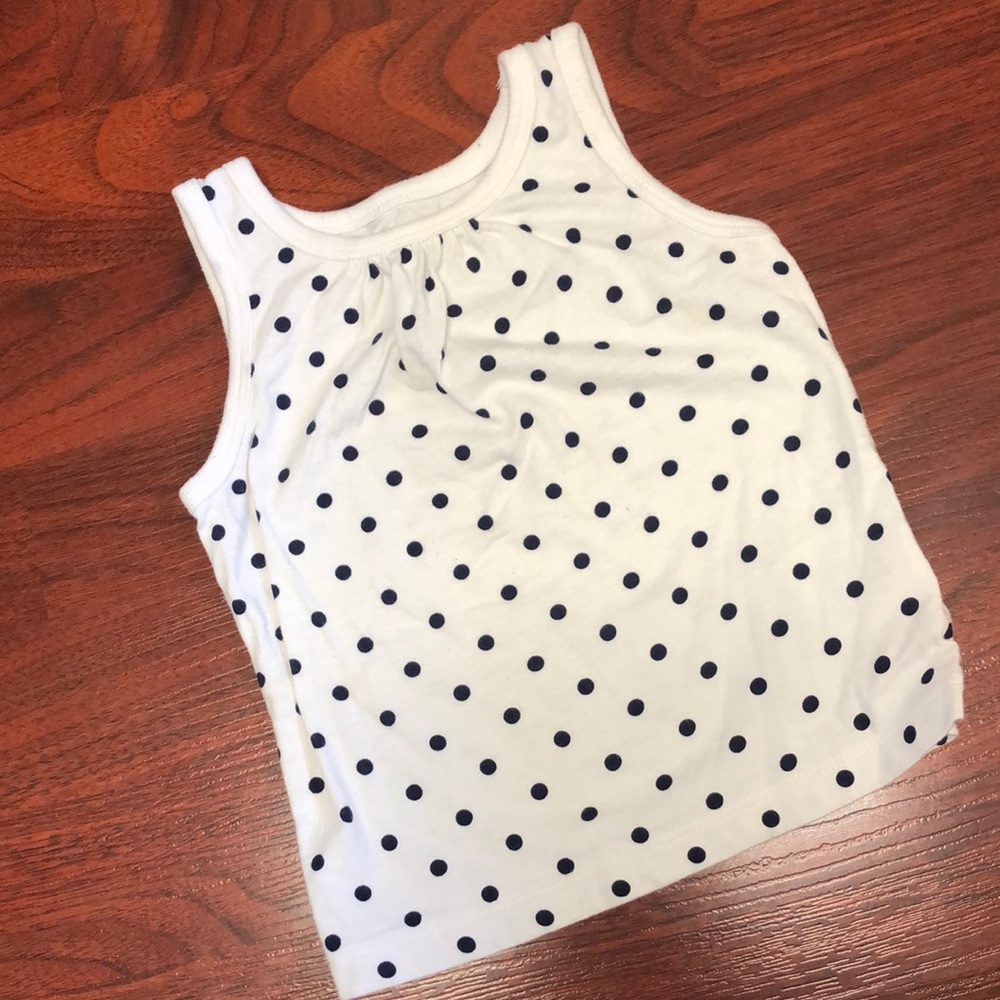 Infant White & Navy Polka Dot Tank